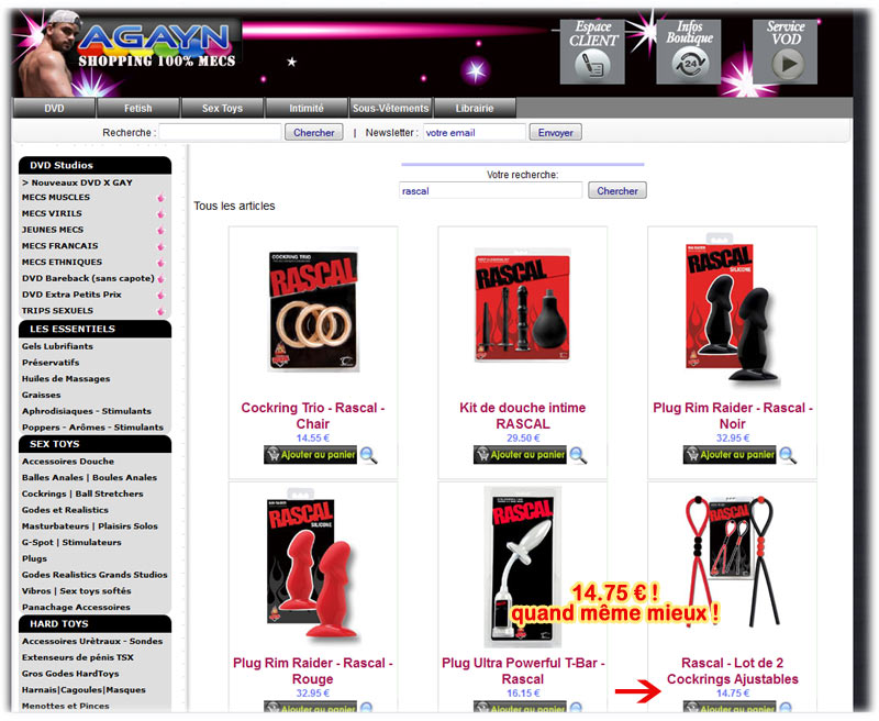 AGayn sexshop gay beaucoup moins cher
